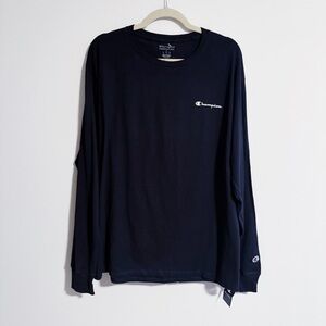 Champion - Navy Logo Long Sleeve Shirt